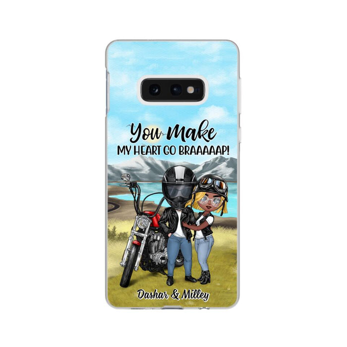 Motorcycle Couple Hugging, Riding Partners - Personalized Phone Case For Motorcycle Lovers, Bikers