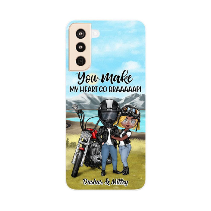 Motorcycle Couple Hugging, Riding Partners - Personalized Phone Case For Motorcycle Lovers, Bikers