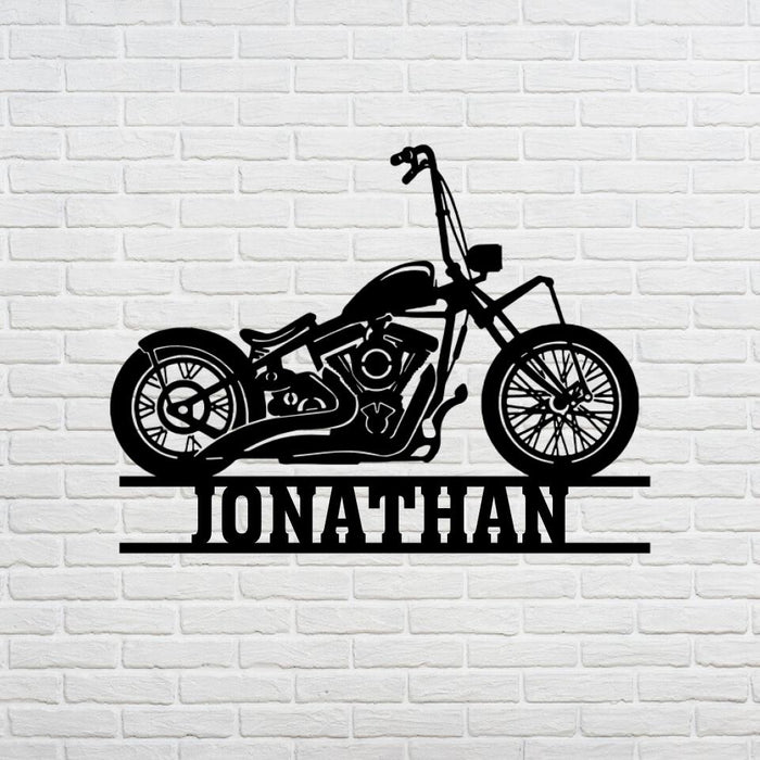 Personal Biker Sign, Motorcycle Garage Monogram Sign - Personalized Metal Sign For Motorcycle Lovers