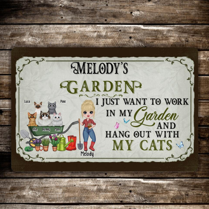 Up to 5 Cats I Just Want to Work in My Garden - Cat Lovers, Gardeners Personalized Gifts Custom Doormat for Her