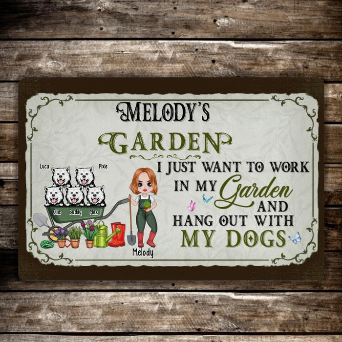 Up to 5 Dogs I Just Want to Work in My Garden - Dog Lovers, Gardeners Personalized Gifts Custom Doormat for Her