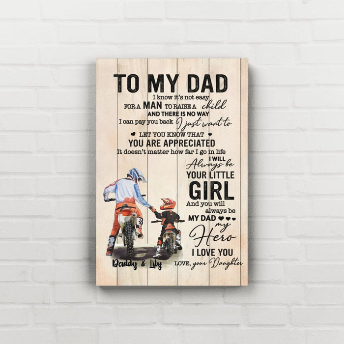 To My Dad - Personalized Gifts Custom Motorcycle Canvas for Dad, Motorcycle Lovers