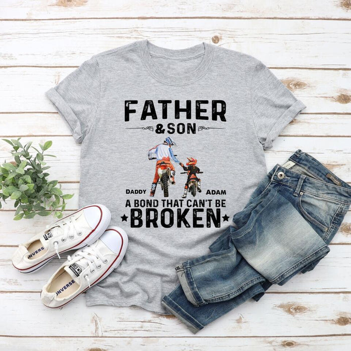 Dad and Son - Personalized Gifts Custom Motorcycle Shirt for Dad, Motorcycle Lovers