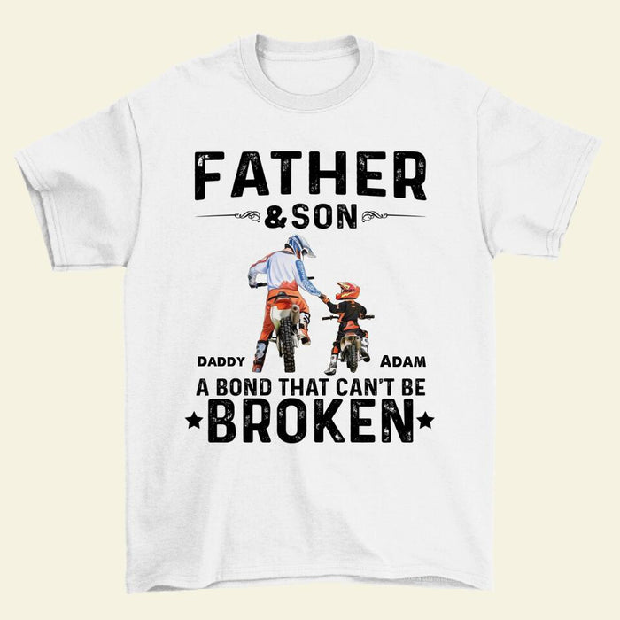 Dad and Son - Personalized Gifts Custom Motorcycle Shirt for Dad, Motorcycle Lovers