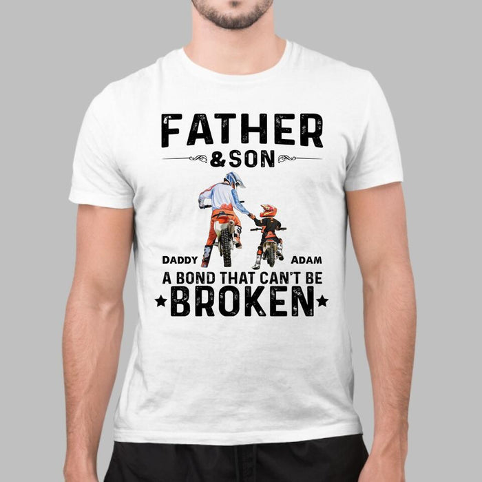 Dad and Son - Personalized Gifts Custom Motorcycle Shirt for Dad, Motorcycle Lovers