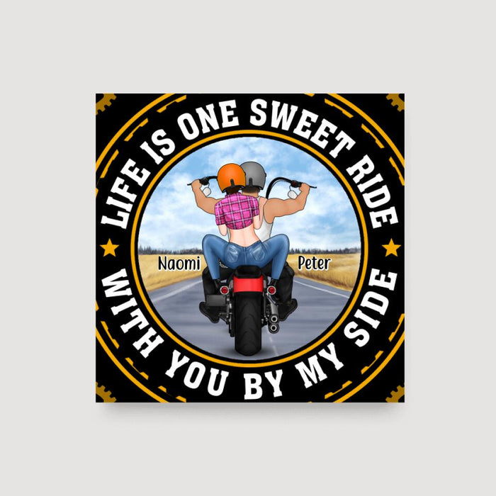 Riding With You By My Side - Personalized Canvas For Couples, Him, Her, Motorcycle Lovers