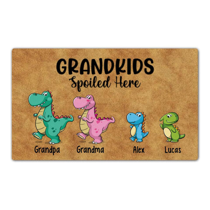 Grandkids Spoiled Here - Personalized Gifts Custom Doormat for Grandparents for Kids