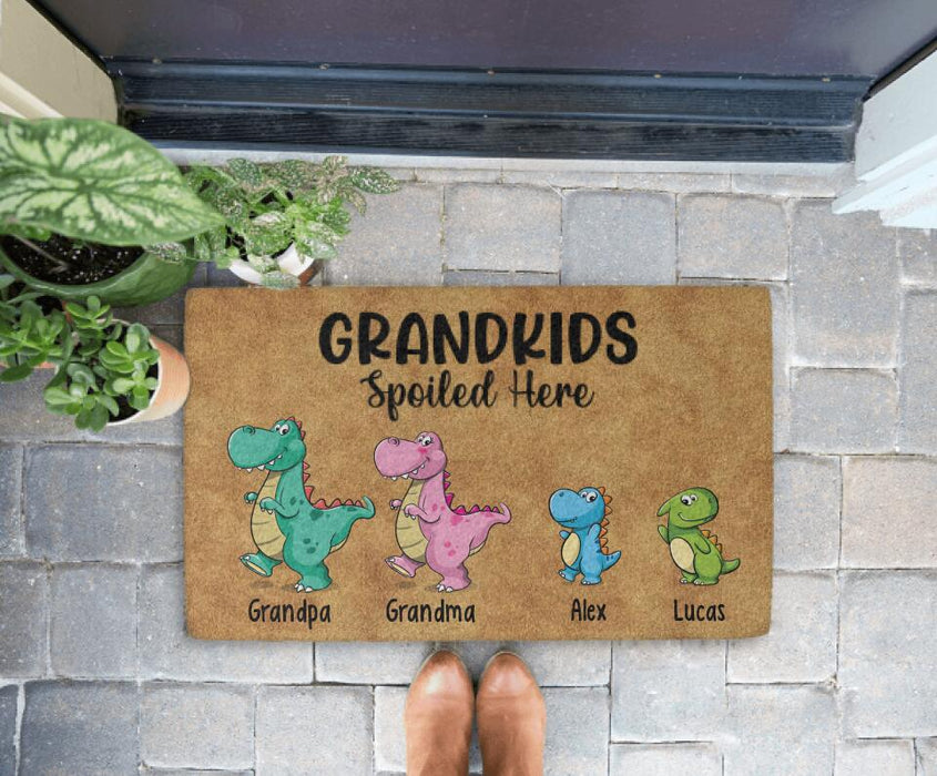 Grandkids Spoiled Here - Personalized Gifts Custom Doormat for Grandparents for Kids