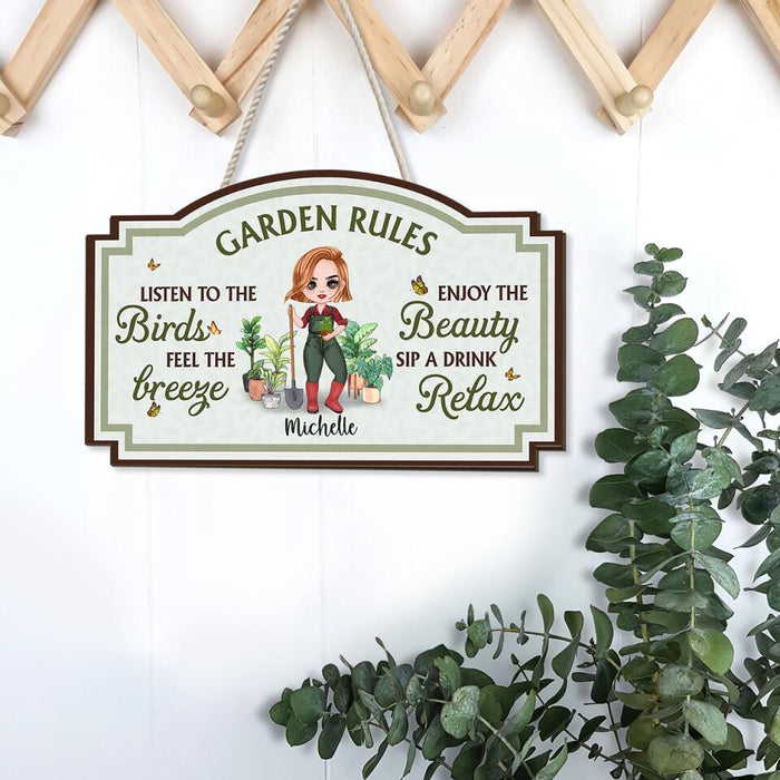 Listen to the Birds, Feel the Breeze - Personalized Gifts Custom Gardener Door Sign for Her, Gardeners' Gifts