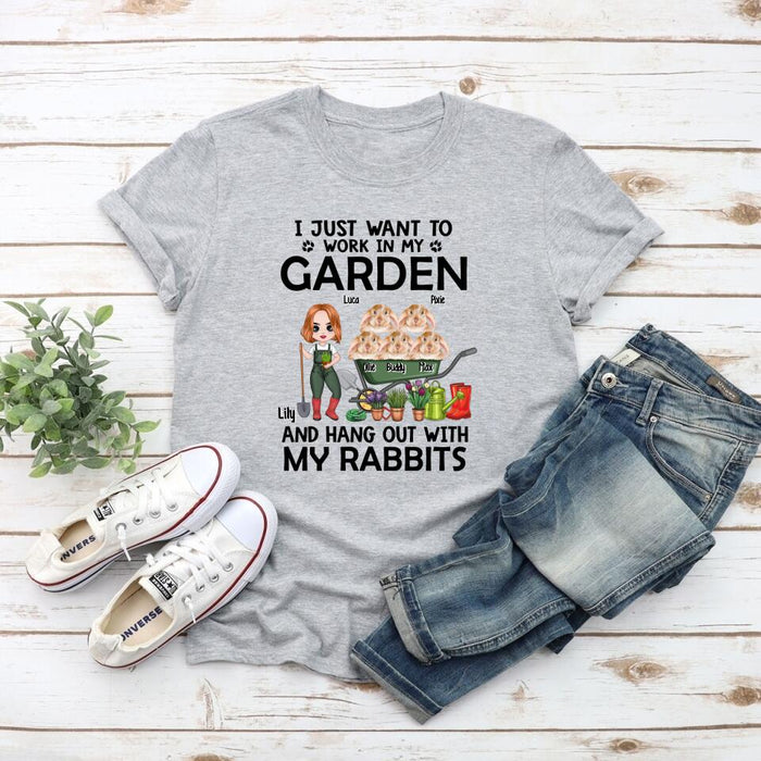 Up To 5 Rabbits I Just Want To Work In My Garden - Personalized Shirt For Him, Her, Rabbit Lovers, Gardener