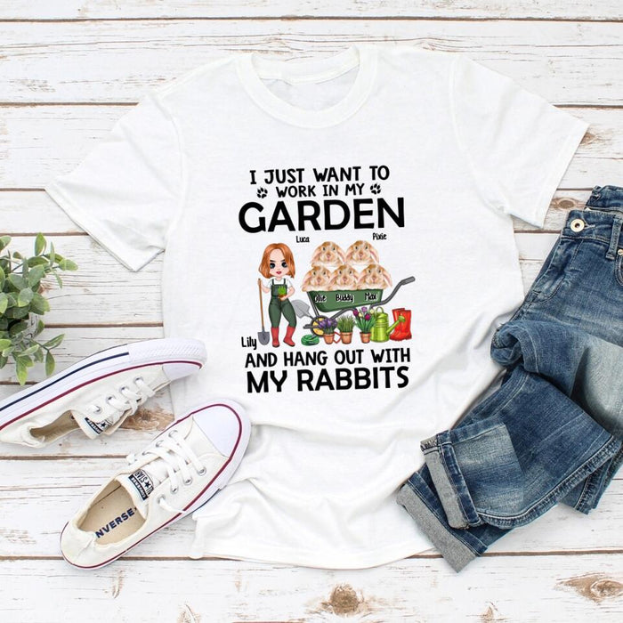 Up To 5 Rabbits I Just Want To Work In My Garden - Personalized Shirt For Him, Her, Rabbit Lovers, Gardener