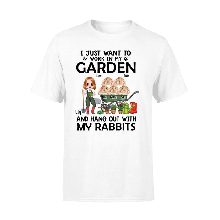 Up To 5 Rabbits I Just Want To Work In My Garden - Personalized Shirt For Him, Her, Rabbit Lovers, Gardener