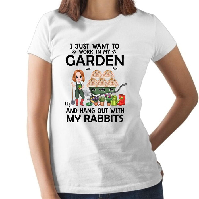 Up To 5 Rabbits I Just Want To Work In My Garden - Personalized Shirt For Him, Her, Rabbit Lovers, Gardener