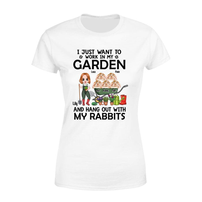 Up To 5 Rabbits I Just Want To Work In My Garden - Personalized Shirt For Him, Her, Rabbit Lovers, Gardener