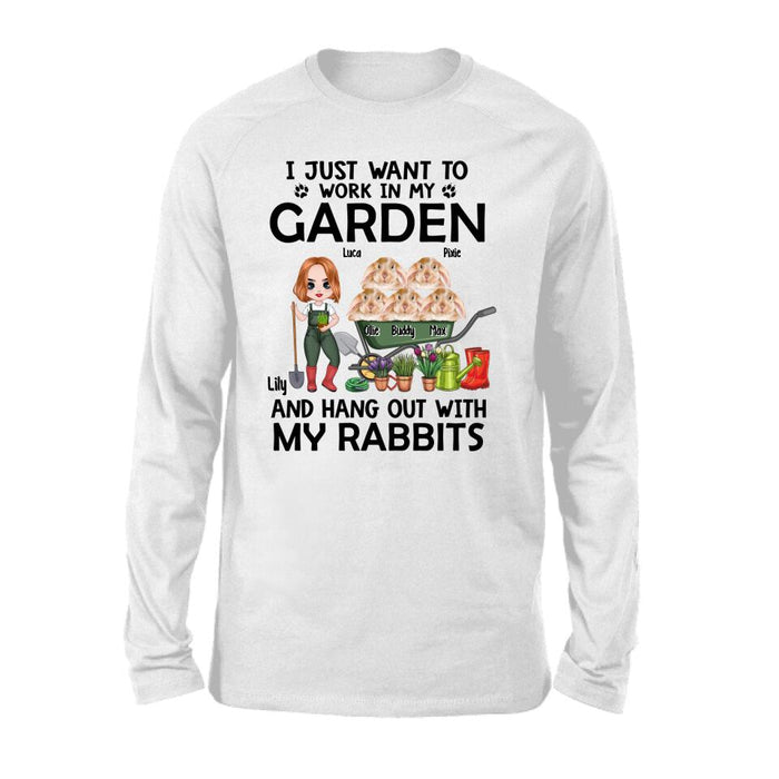 Up To 5 Rabbits I Just Want To Work In My Garden - Personalized Shirt For Him, Her, Rabbit Lovers, Gardener