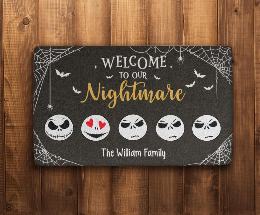 Welcome to Our Nightmare - Halloween Personalized Gifts Custom Doormat for Family