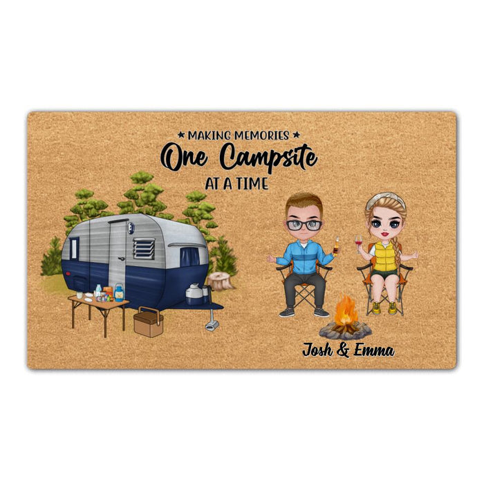 Making Memories One Campsite at a Time - Camping Personalized Gifts Custom Doormat for Friends and Couples