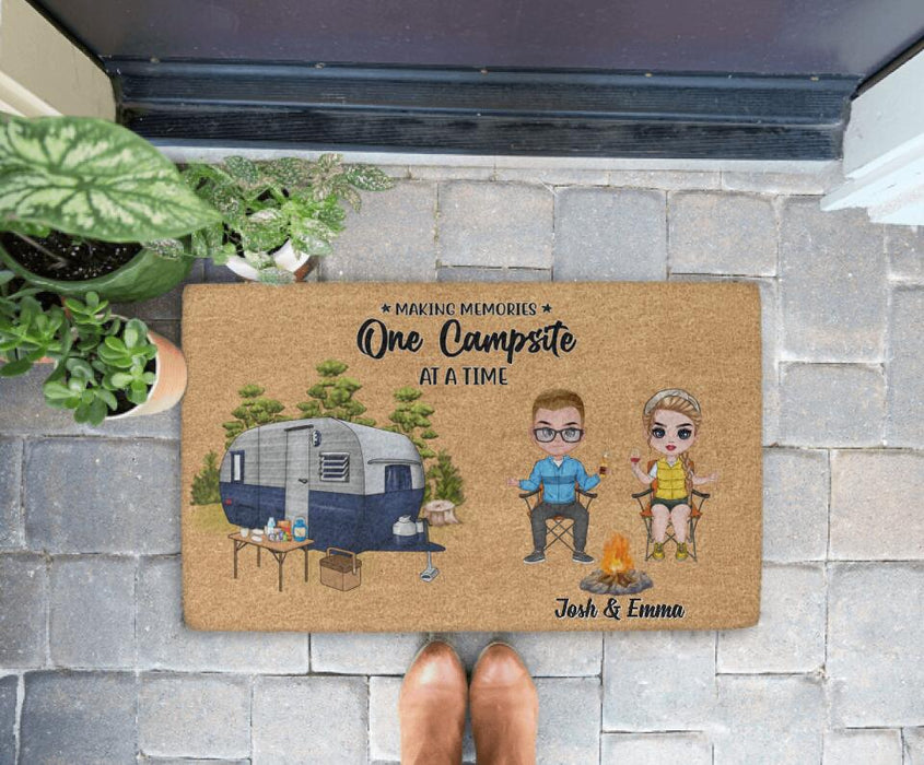 Making Memories One Campsite at a Time - Camping Personalized Gifts Custom Doormat for Friends and Couples