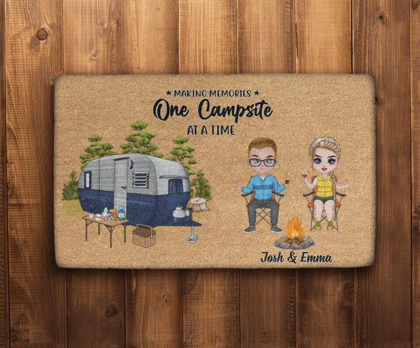 Making Memories One Campsite at a Time - Camping Personalized Gifts Custom Doormat for Friends and Couples