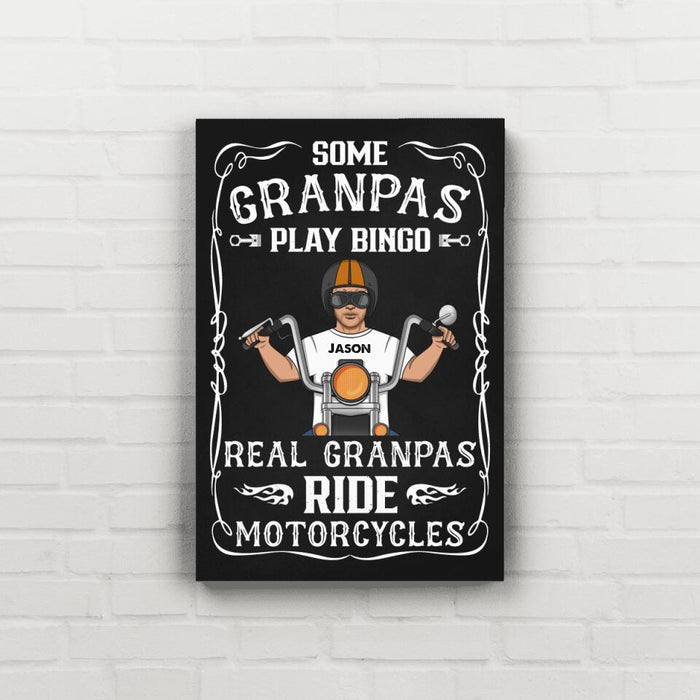 Real Grandpas Ride Motorcycles - Personalized Gifts for Custom Motorcycle Canvas for Grandpa, Motorcycle Lovers