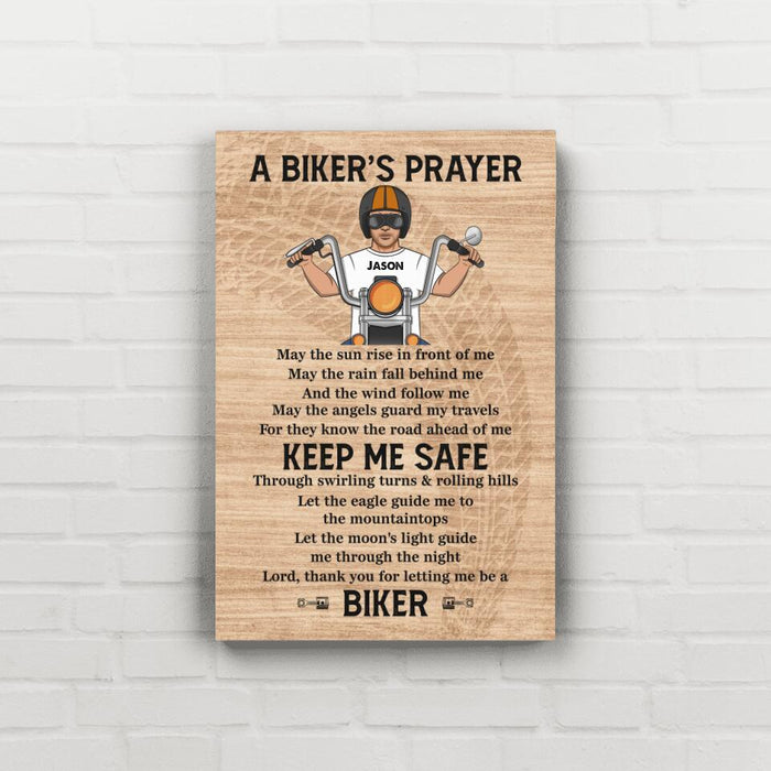 A Biker's Prayer - Personalized Gifts Custom Canvas for Dad, Grandpa, Motorcycle Lovers