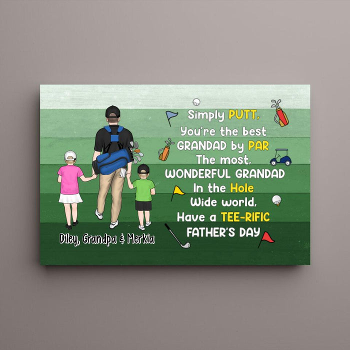 The Best Grandad by Par - Personalized Gifts Custom Golf Canvas for Grandpa, Golf Lovers