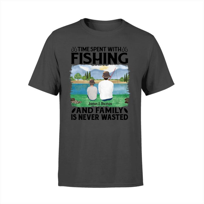 Personalized Shirt, Time Spent With Fishing And Family Is Never Wasted, Gifts For Fishing Family