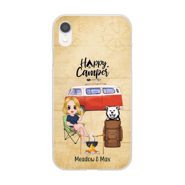 Happy Camper - Personalized Phone Case For Friends, Camping, Dog Lovers