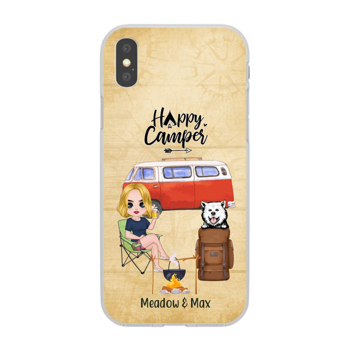 Happy Camper - Personalized Phone Case For Friends, Camping, Dog Lovers