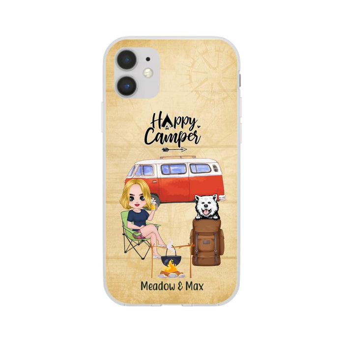 Happy Camper - Personalized Phone Case For Friends, Camping, Dog Lovers