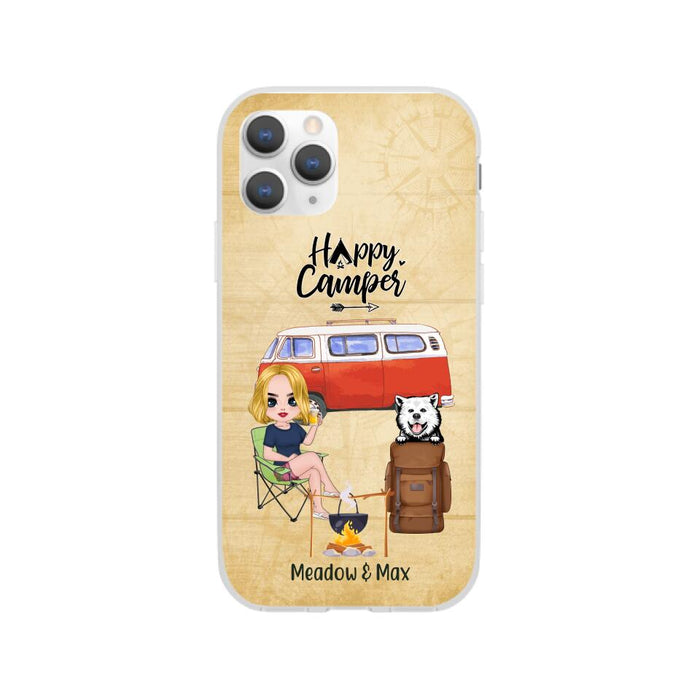 Happy Camper - Personalized Phone Case For Friends, Camping, Dog Lovers