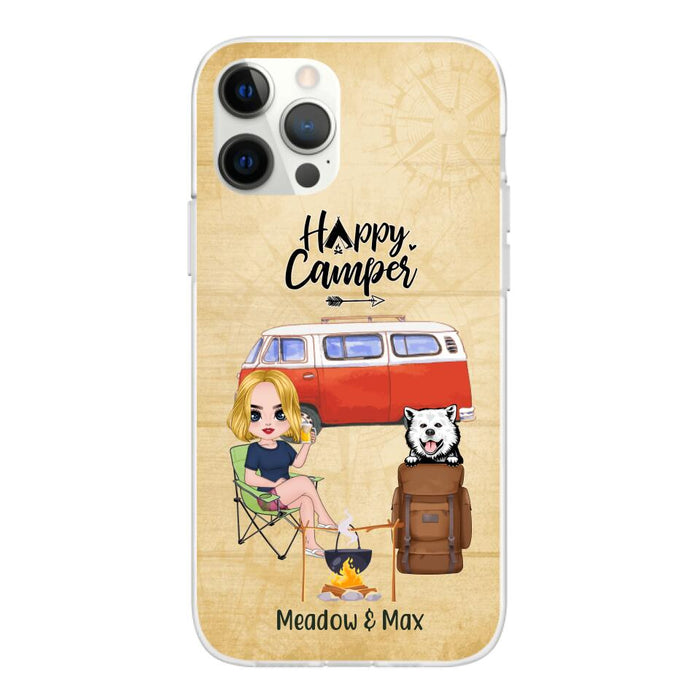 Happy Camper - Personalized Phone Case For Friends, Camping, Dog Lovers