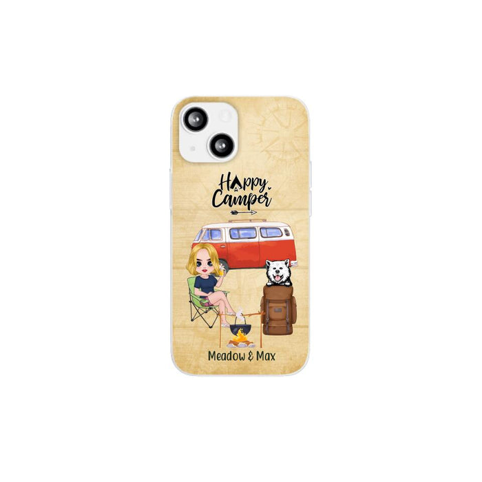 Happy Camper - Personalized Phone Case For Friends, Camping, Dog Lovers