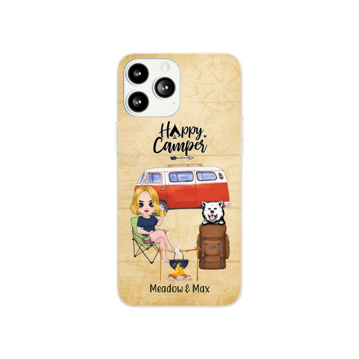 Happy Camper - Personalized Phone Case For Friends, Camping, Dog Lovers