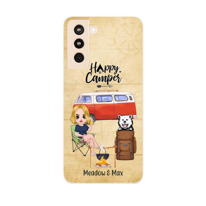 Happy Camper - Personalized Phone Case For Friends, Camping, Dog Lovers