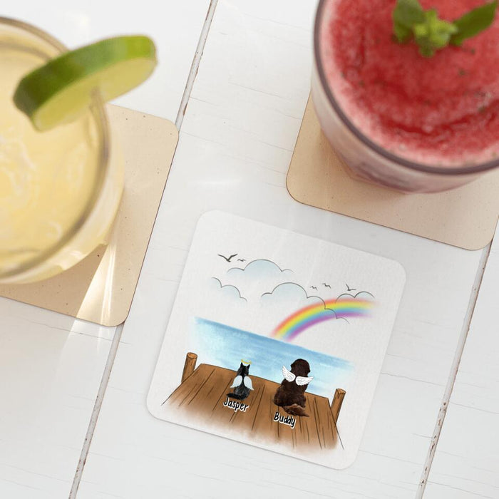 Pet Sitting Rainbow Bridge Pet Memorial - Personalized Coasters For Dog Cat Lovers