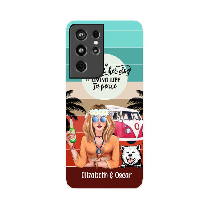 Personalized Phone Case, Hippie Girl and Dogs Custom Gift For Dog and Hippie Lovers