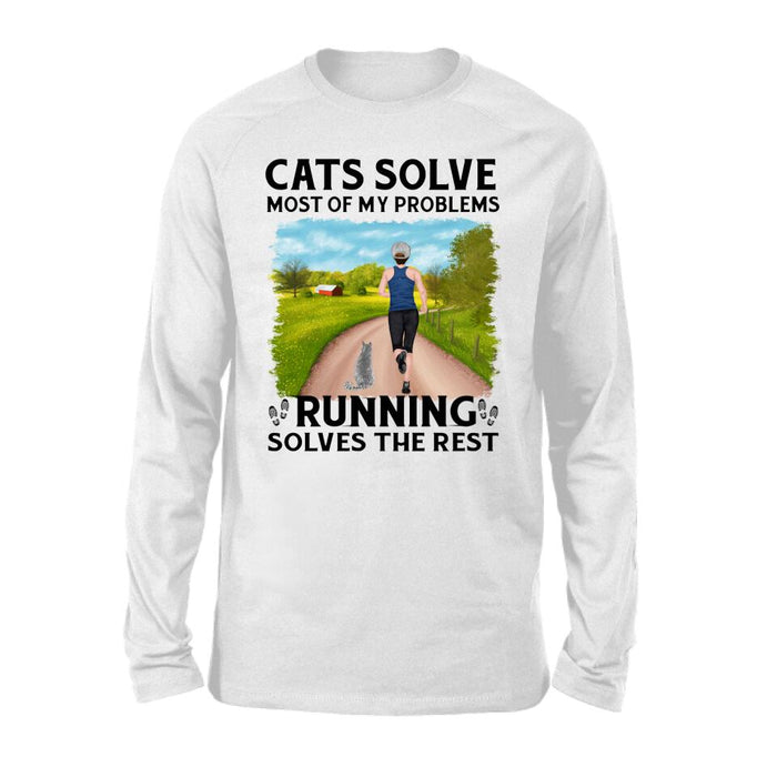 Personalized Shirt, Cats Solve Most Of My Problems Running Solves The Rest, Gifts For Runners