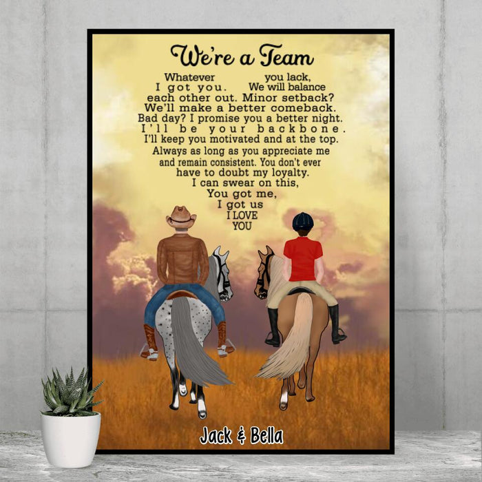 We're A Team Couple Having Date - Personalized Poster For Horse Riding Couples, Horseback Riding, Horse Lovers