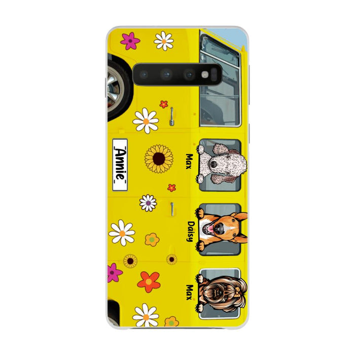 Dogs On Hippie Bus, Up To 3 Dogs - Personalized Phone Case For Hippie, Dog Lovers