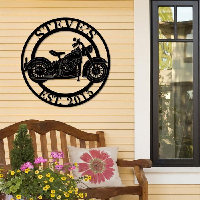 Biker Garage Metal Art - Personalized Metal Sign For Motorcycle Lovers