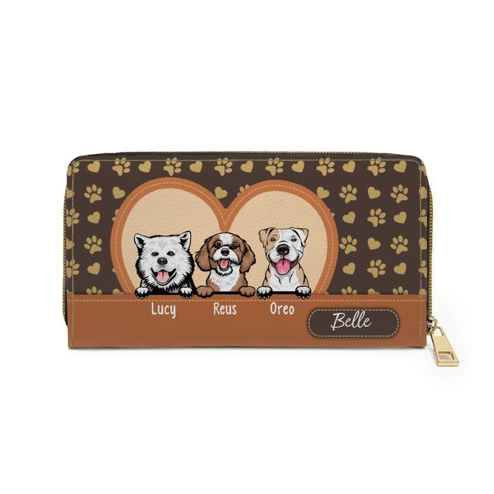 Custom Dog Purse Love Heart Paw - Personalized Wallet Gifts for Dog Mom, Dog Lovers
