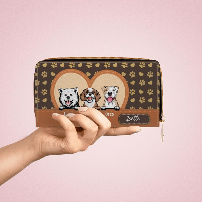 Custom Dog Purse Love Heart Paw - Personalized Wallet Gifts for Dog Mom, Dog Lovers