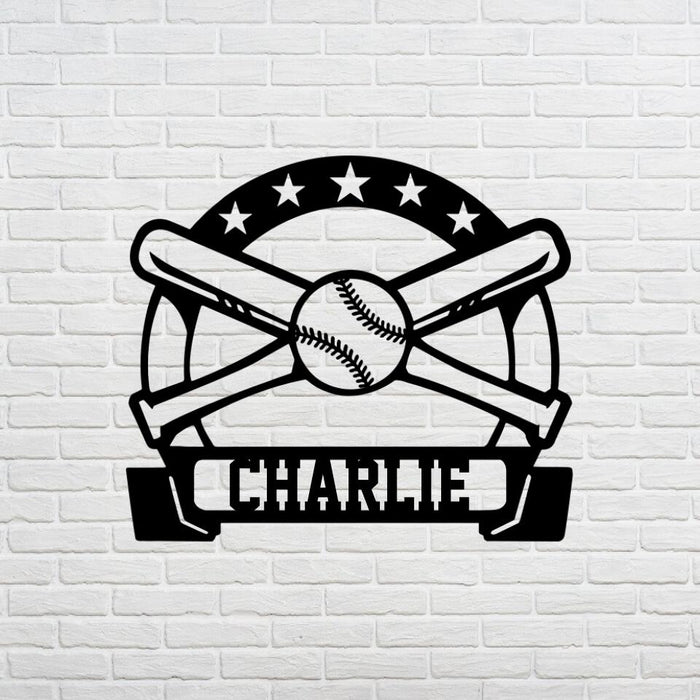 Custom Name Baseball Metal Sign - Personalized Metal Sign For Baseball Lovers