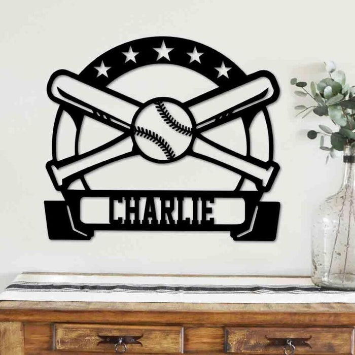 Custom Name Baseball Metal Sign - Personalized Metal Sign For Baseball Lovers