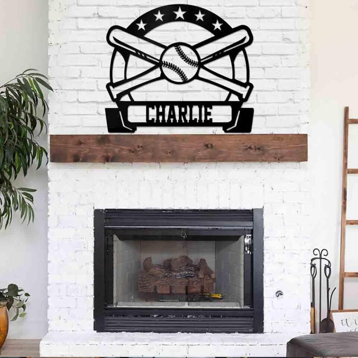 Custom Name Baseball Metal Sign - Personalized Metal Sign For Baseball Lovers