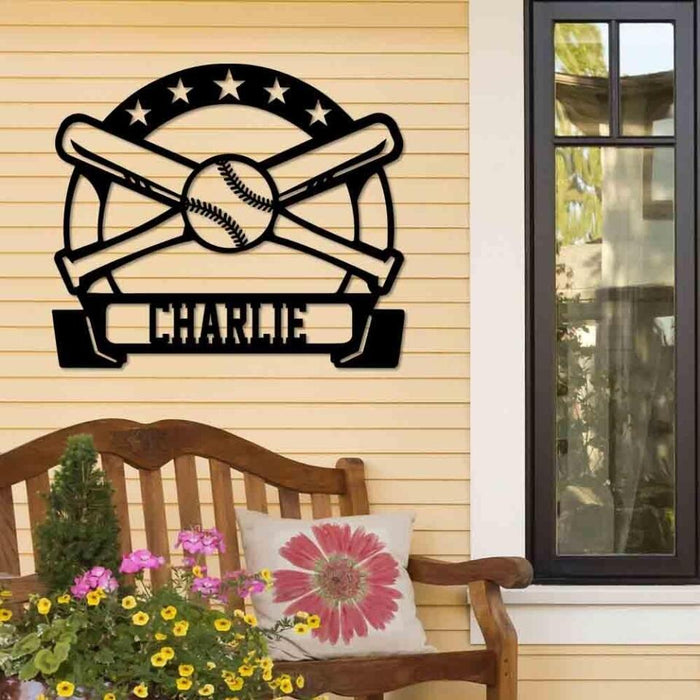 Custom Name Baseball Metal Sign - Personalized Metal Sign For Baseball Lovers