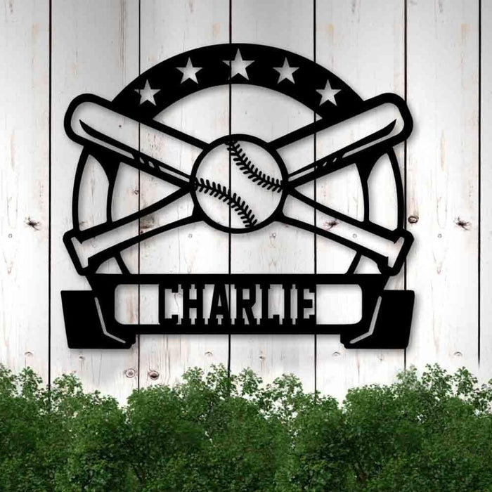 Custom Name Baseball Metal Sign - Personalized Metal Sign For Baseball Lovers