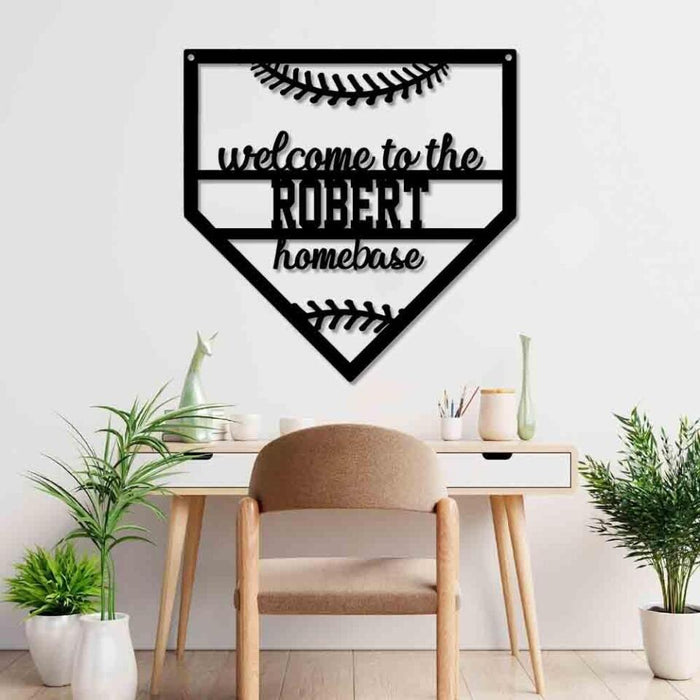 Custom Name Welcome To The Homebase Metal Sign - Personalized Metal Sign For Baseball