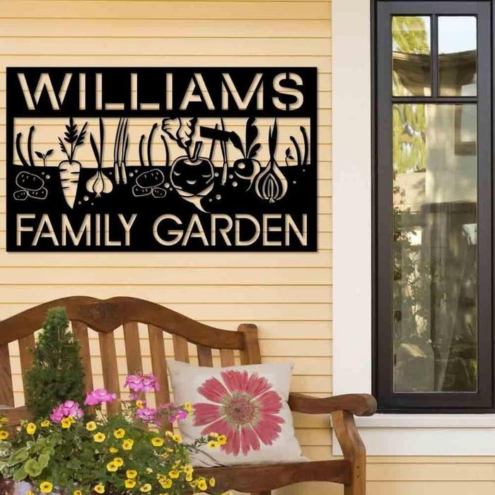 Custom Name Family Garden - Personalized Metal Sign Gardening